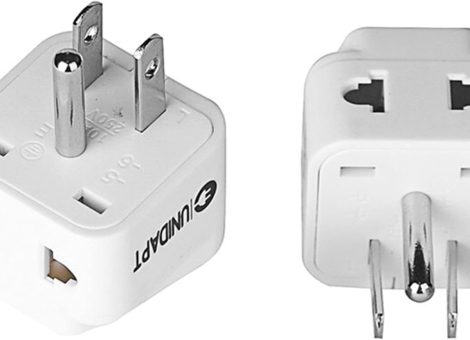 UK to US Travel Adapter, India to US Plug Adapter, Unidapt Adapters for USA, 2-Pack, Plug Converter, USA Travel Adapter, EU to US with Dual Inputs, Universal to American Outlet Plug